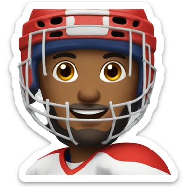 hockey player with red helmet sticker