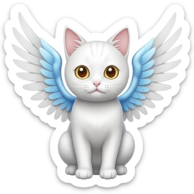 white cat with wings sticker