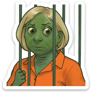 Governor Janet Mills arrested Behind Bars In an Orange Jumpsuit make her more realistic and scared without the mask sticker