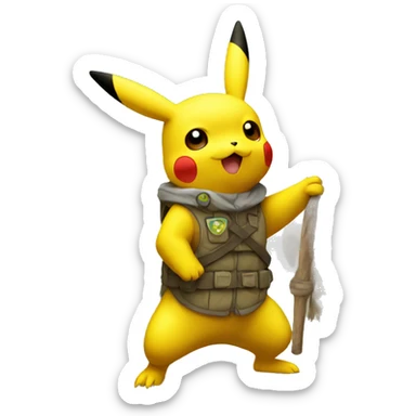 pikachu with a raid flag sticker