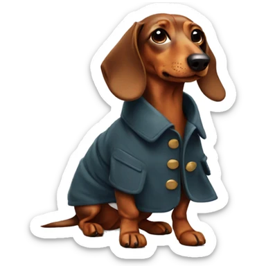 dachshund wearing coat sticker