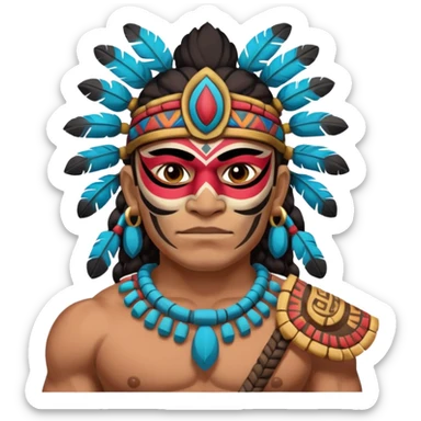 face full maya masked tradational mayan warrior half boudy sticker