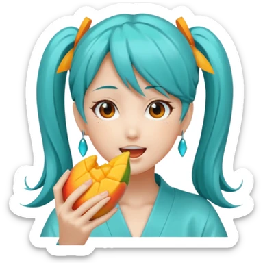 Hatsune miku eating mango sticker