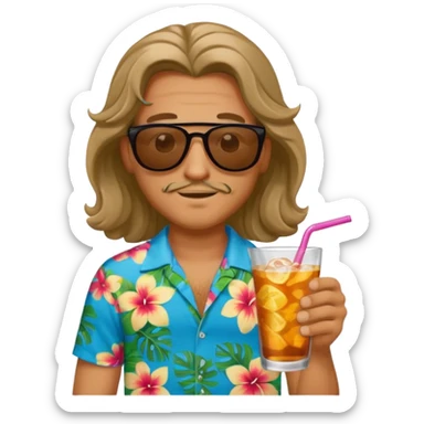 chill guy long curling hair in drink holders with sunglasses sticker