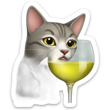 mexican cat drinking white wine sticker