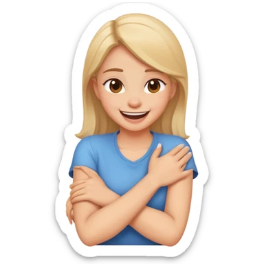 arms crossed holding neck laughing girl sticker