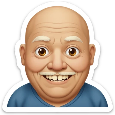 Fat homeless old bald man with missing teeth sticker