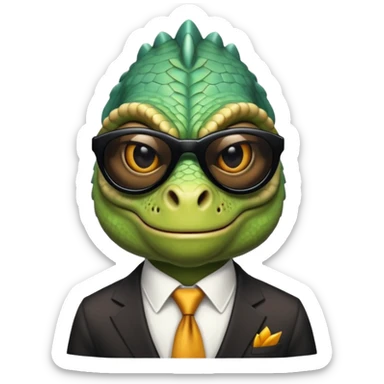capitalist iguana banker godfather with black sunglasses breakdance scaring sticker