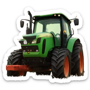a tractor on the field in a sunset sticker