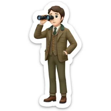 henry David thoreau full body birdwatching with binoculars sticker