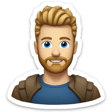 Man with Sandy brown faux hawk, beard, small blue eyes, oval face, straight eye brows  sticker