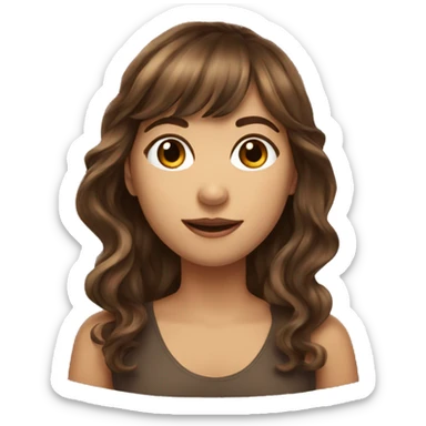 Long wavy brown hair girl with a bang sticker