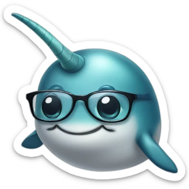 narwhal with glasses sticker