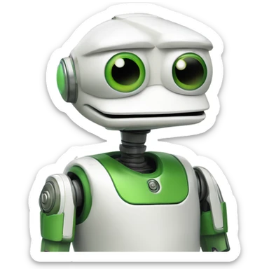 pepe the frog as a robot similar to astro robot but only the head (no body, no arms) sticker