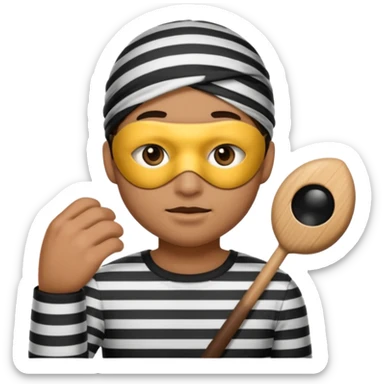A theif robber emoji,Stripped shirt.eye mask. sticker