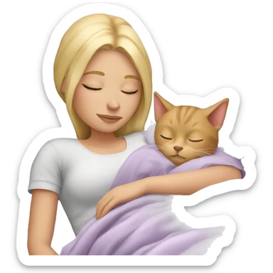 Blonde girl sleep with cat sticker