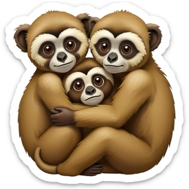 Male and female gibbon snuggling sticker