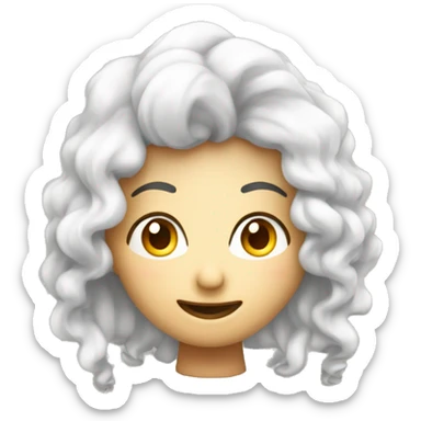 Faccia di perona con capelli ricci bianco di carnagione occhi scuri che gli viene una lampada come se avesse avuto un idea sticker
