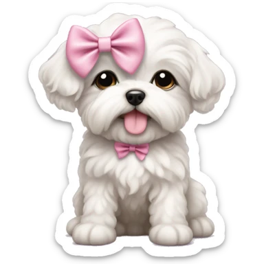 Schichon puppy pink bow sticker
