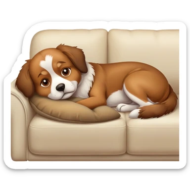 tired dog lying on a sofa sticker