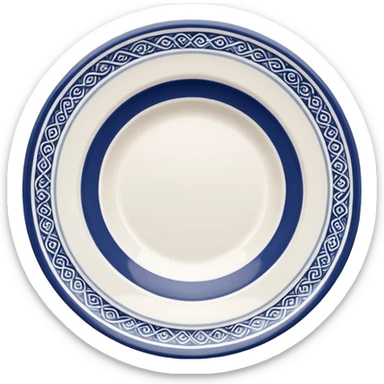 create me an image of ceramic plate in perspective view. with some white embossed ornament on sides sticker