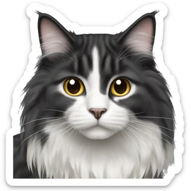 long haired cat black with white spot sticker