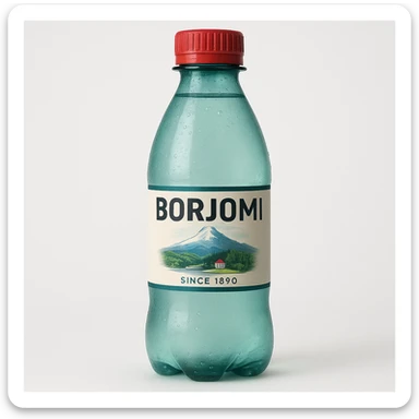 Borjomi water bottle emoji with a different label, variation 1, more realistic sticker