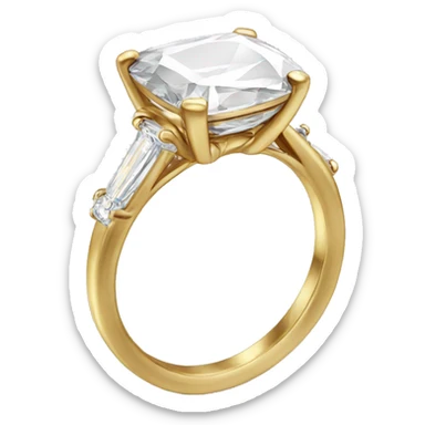 Elongated Cushion cut diamond gold ring sticker