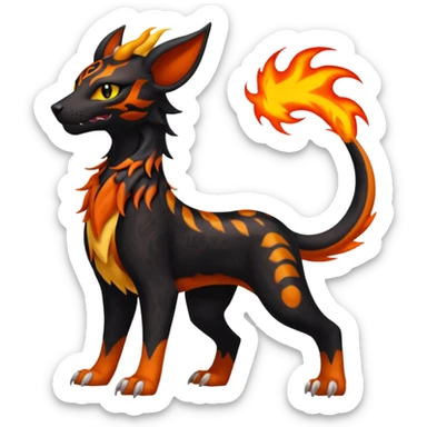 Elemental Groovy Diaphanous Scaley Demonic Liepard-Houndoom-Litten-Sprigatito-Pokémon-fusion-creature (full body) sticker