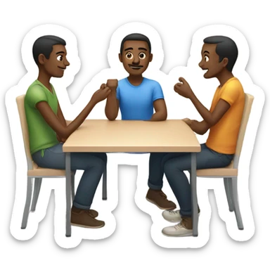 6 people sitting either side of a square table sticker