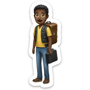 migrant with a suitcase sticker
