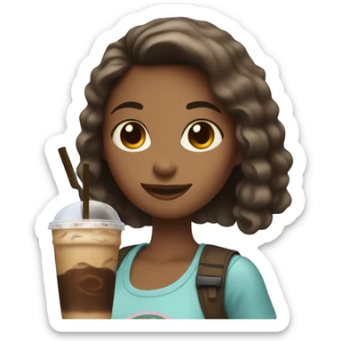 Girl holding iced coffee sticker