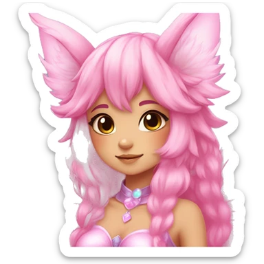 Anthro Shiny Pastel Pink Anime Chibi Fairy Fakémon Fur Sona sticker