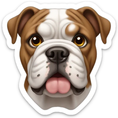 brown and white english bulldog face sticker