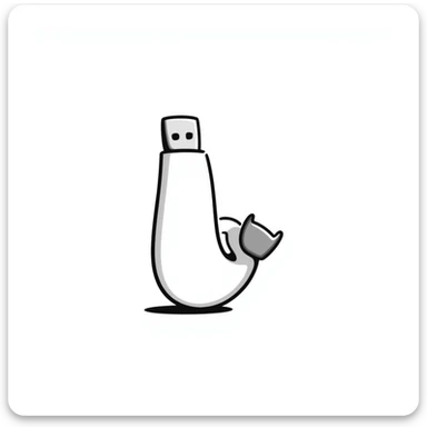 Hand drawn USB flash drive storage device with connector sticker