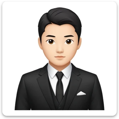 A handsome chinese actor named Xiao Yu Liang, Wearing a Black Business Suit and Black Tie sticker