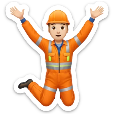engineer hi-vis orange overalls falling over sticker