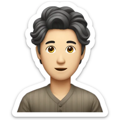 korean guy with curtains hair sticker