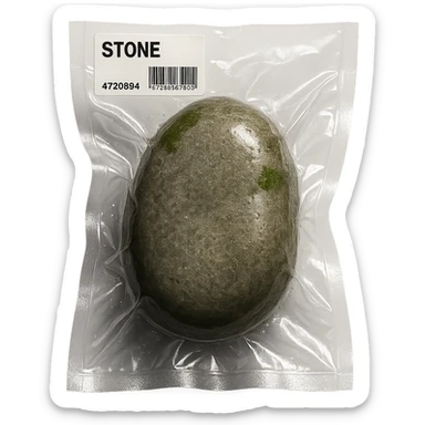 large smooth stone with a few moss spots, glossy sticker