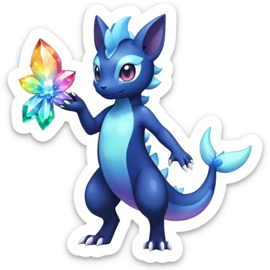 Rainbow crystal mix Shiny pastel Nebulae Salandit-Meowstic-Noibat-Fakémon-hybrid-creature (full body)  sticker