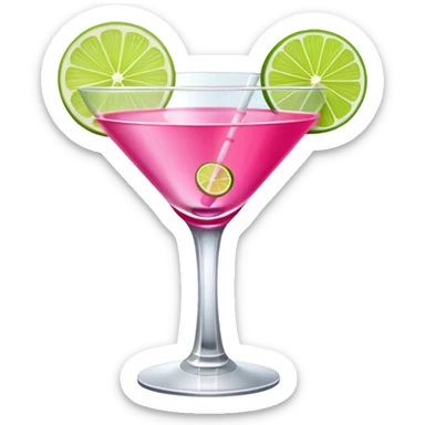 Cosmopolitan drink with a small lime decorating it sticker
