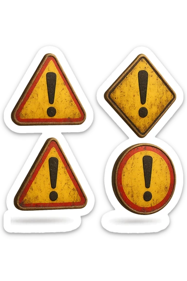 SEGNALI DI PERICOLO CON PUNTO ESCLAMATIVO 3D FLUTTUANO IN ARIA, IPERREALISTICI 4K sticker