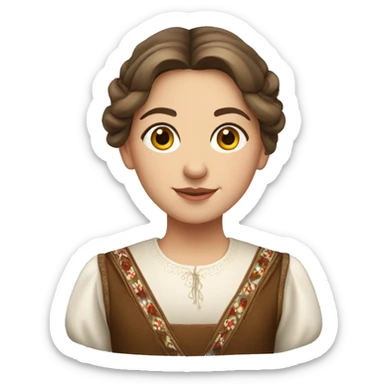 Serbian girl in traditional dress with brown hair sticker