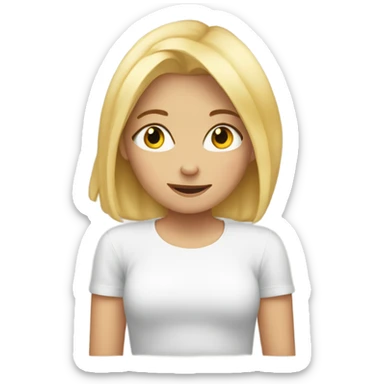 blonde girl hiding behind hands sticker