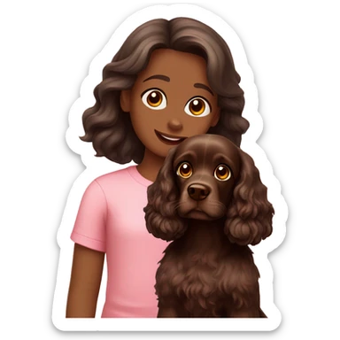 Dark brown Cocker spaniel with girl sticker