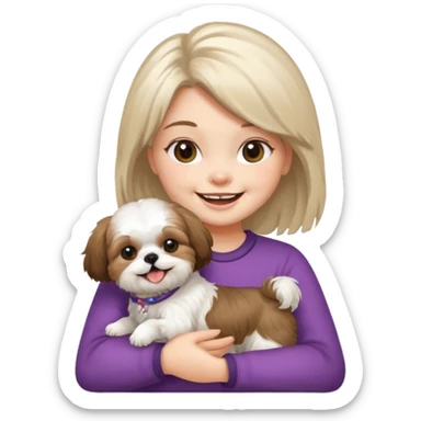 girl carrying happy Shih Tzu sticker