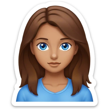 Girl with brown hair and tan skin and blue eyes sticker