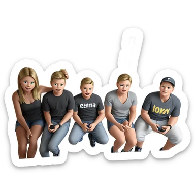 girl with boys in casual setting sticker