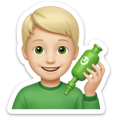 kid playing green formula toy sticker