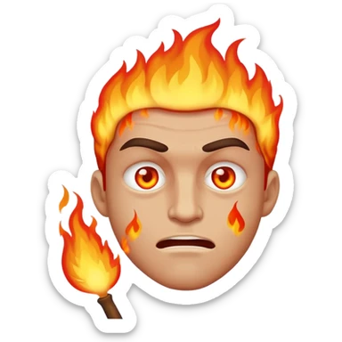 Man hungry with fire sticker